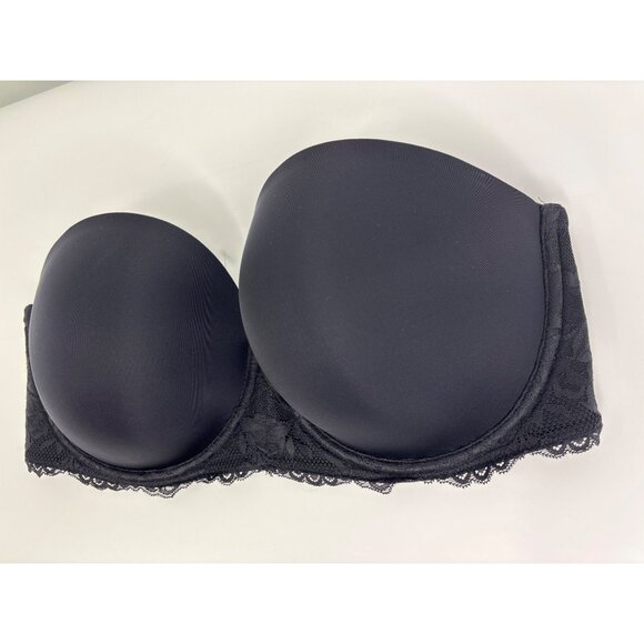 Torrid Curve Lightly Lined Strapless Bra Lace Trim Black 38DDD - Picture 2 of 4